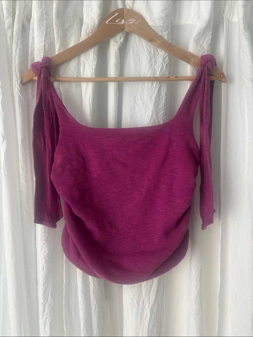 Free People Raspberry Tie-Shoulder Knit Tank